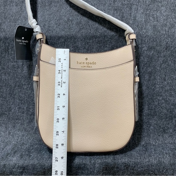 NWT Kate Spade Leila North South Crossbody taupe color peddled leather F9 - Picture 3 of 12